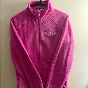 Pink Fleece Sweatshirt with High Collar